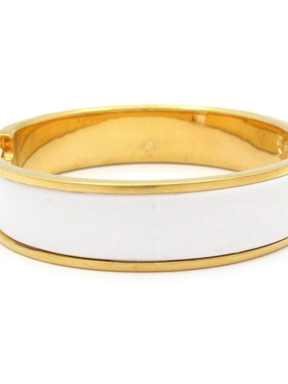 HERMES Clic H Gold White Hardware Patent Leather Bangle - Picture 6 of 6